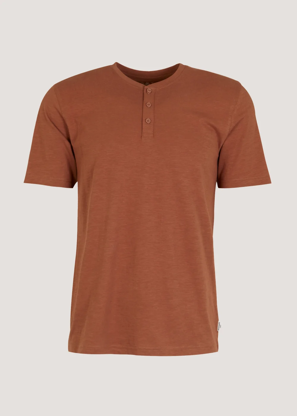 Tan Grandad Collar T-Shirt - Small Image 3