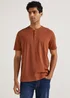 Tan Grandad Collar T-Shirt - Small Image 1