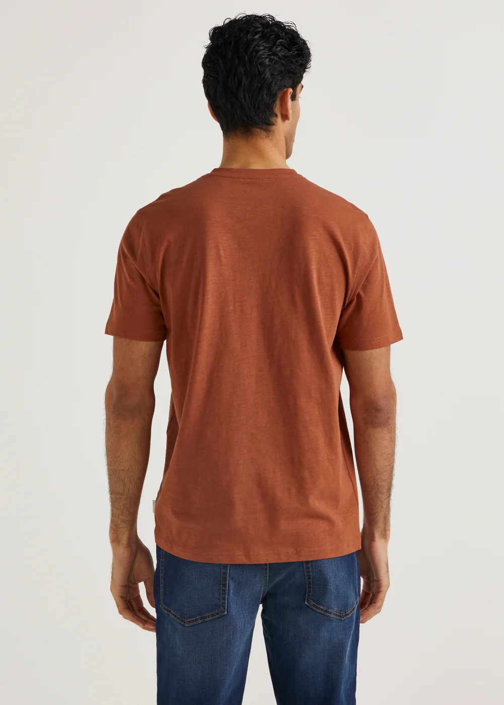 Tan Grandad Collar T-Shirt - Small Image 5