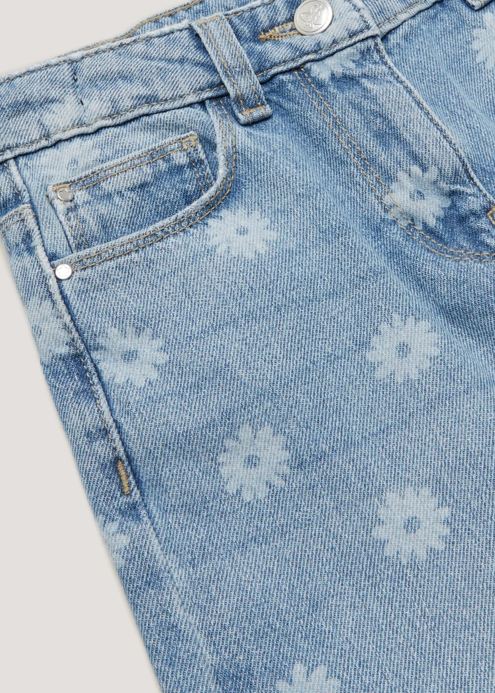 Girls Light Wash Floral Mom Jeans (4-13yrs) - Age 4 Years Image 2