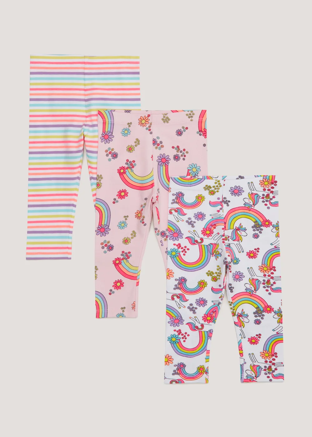 Girls 3 Pack Unicorn Leggings (9mths-6yrs) - Age 9 - 12 Months Image 1