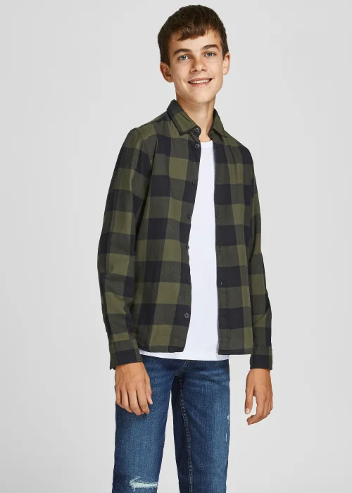 Jack & Jones Junior Green Gingham Twill Shirt (8-16yrs) - Age 12 Years Image 1