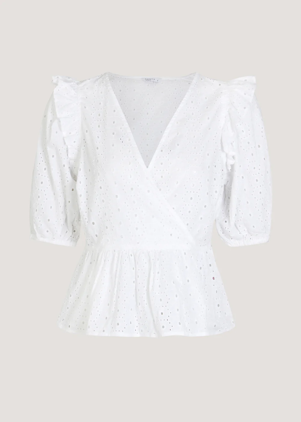 White Schiffley Wrap Front Blouse - Size 8 Image 5