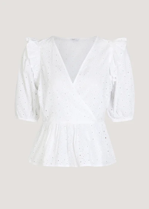 White Schiffley Wrap Front Blouse - Size 8 Image 5