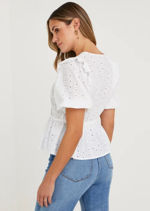 White Schiffley Wrap Front Blouse - Size 8 Image 2