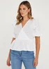 White Schiffley Wrap Front Blouse - Size 8 Image 1
