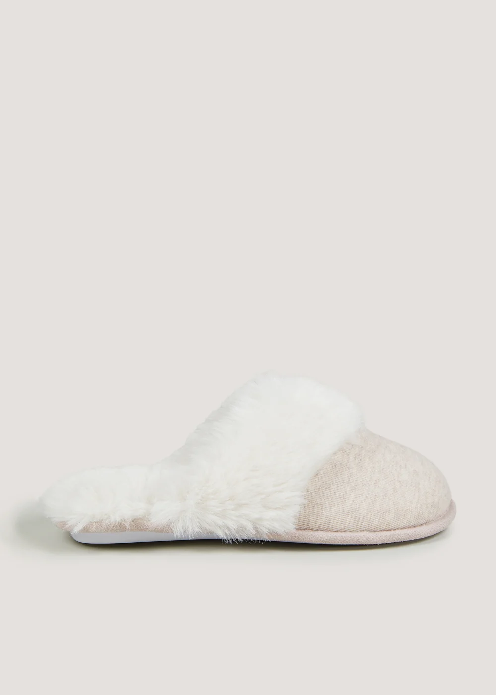 Oatmeal Faux Fur Mule Slippers - Small Image 1