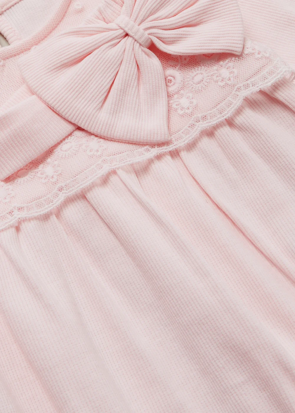 Baby Pink Lace Ribbed Romper & Headband Set (Newborn-18mths) - Up to 1 Month Image 2