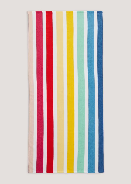 Rainbow Stripe Print Beach Towel (150cm x 70cm) Image 1