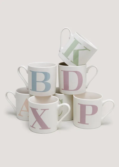 White Alphabet Mug (9cm x 9cm) - S Image 3