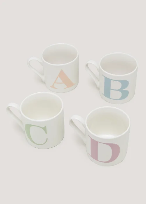 White Alphabet Mug (9cm x 9cm) - S Image 1
