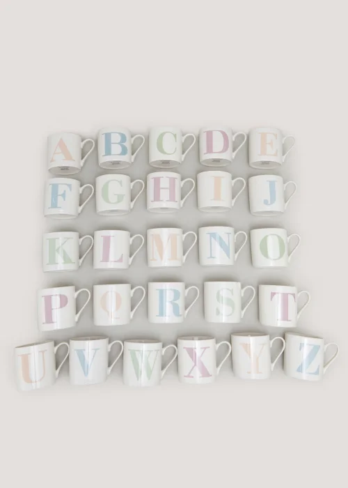 White Alphabet Mug (9cm x 9cm) - S Image 2