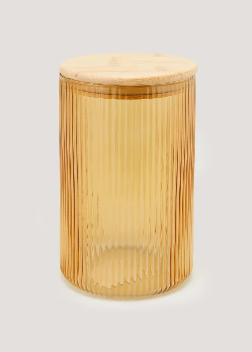 Amber Large Ribbed Glass Canister (19cm x 12cm) Image 1
