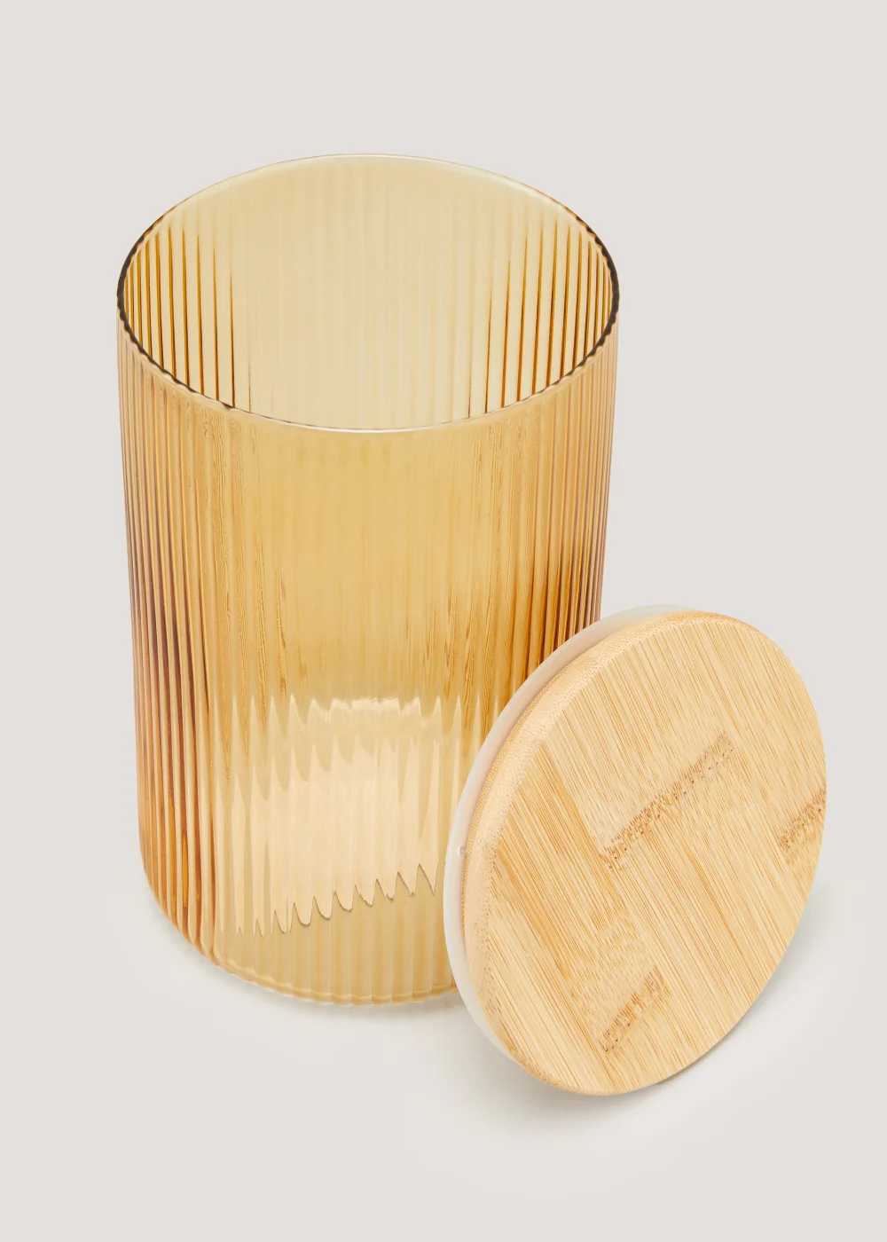 Amber Large Ribbed Glass Canister (19cm x 12cm) Image 2