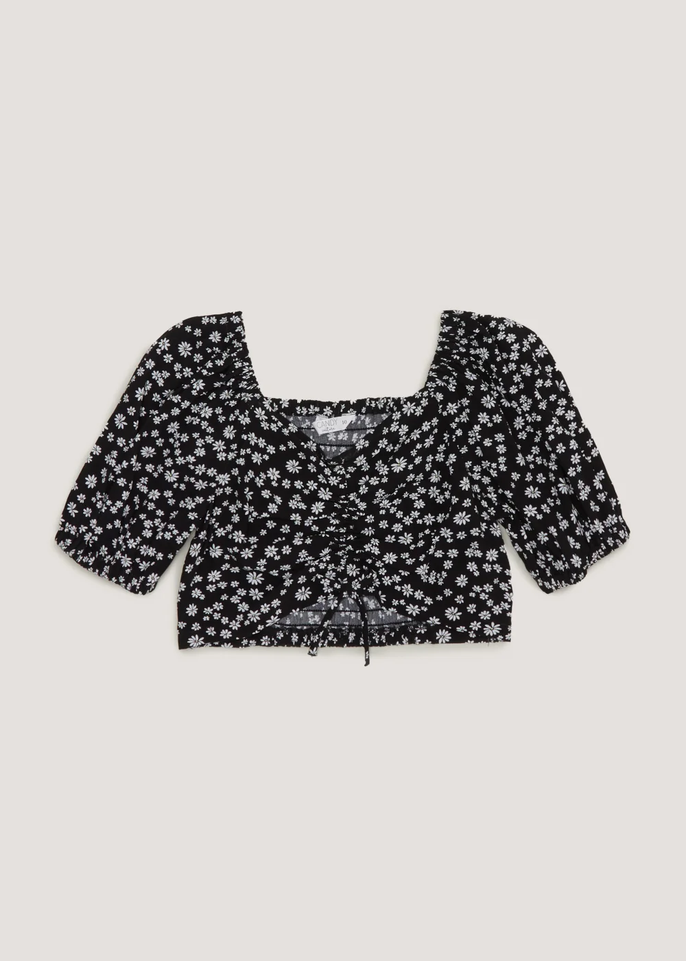 Girls Candy Couture Black Floral Co-Ord Crop Top (9-16yrs) - Age 9 Years Image 1