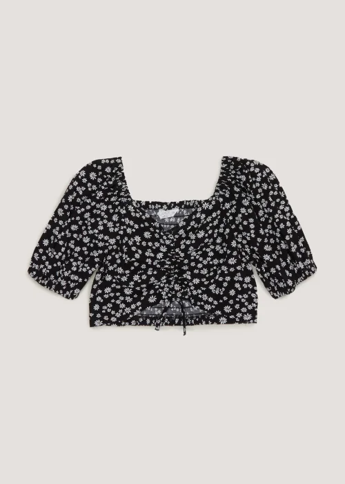 Girls Candy Couture Black Floral Co-Ord Crop Top (9-16yrs) - Age 9 Years Image 1