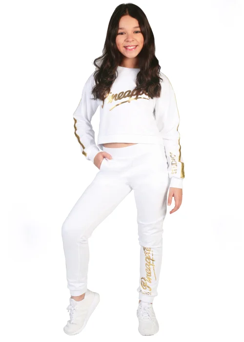 Girls Pineapple White Logo Cuffed Joggers (5-13yrs) - Age 5-6 Image 1