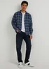 Navy Check Hoodie Overshirt - Small Image 4