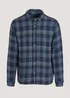 Navy Check Hoodie Overshirt - Small Image 5