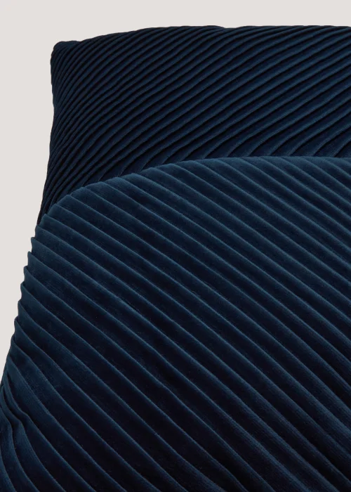 Navy Pleated Velvet Cushion Image 2