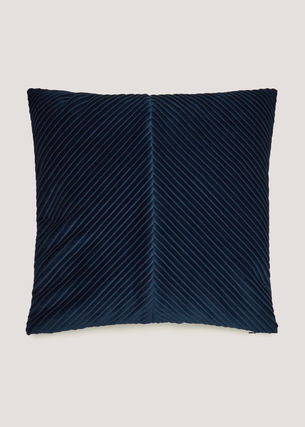 Navy Pleated Velvet Cushion Image 1