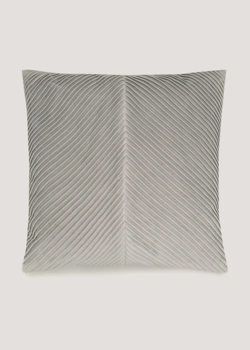 Light Grey Pleated Velvet Cushion Image 1