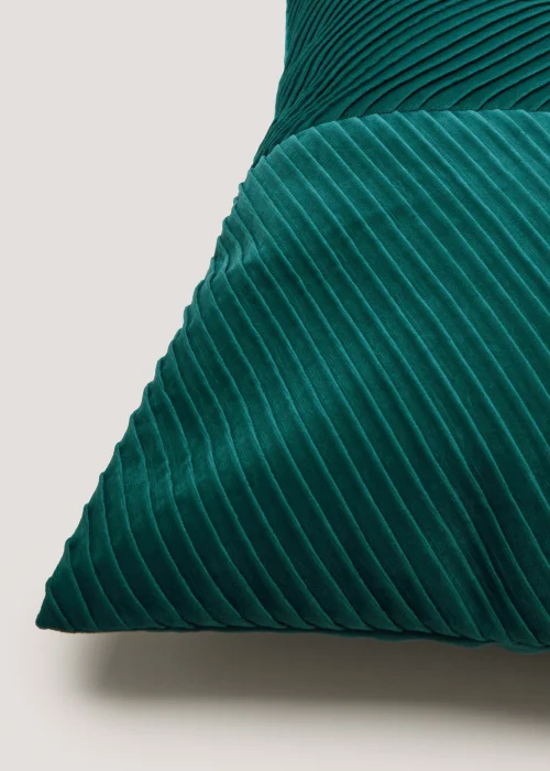 Teal Pleated Velvet Cushion (50cm x 50cm) Image 3
