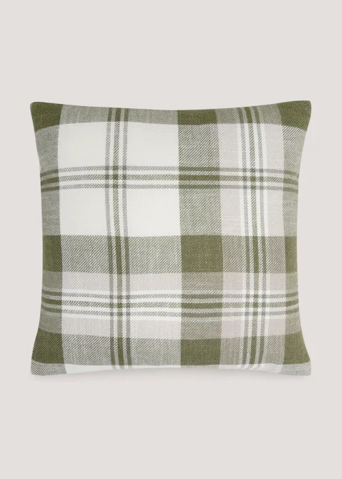 Green Woven Check Cushion (43cm x 43cm) Image 1