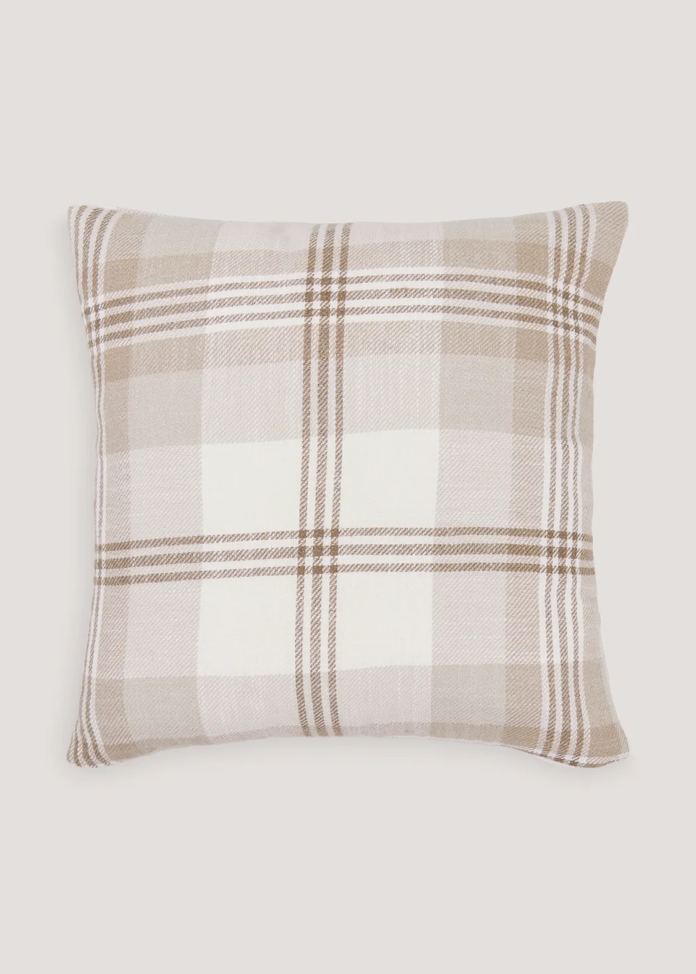 Tan Woven Check Cushion (43cm x 43cm) Image 1