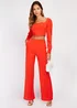 Girls on Film by Dani Dyer Red Scuba Crepe Wide Leg Trousers - Size 8 Image 3
