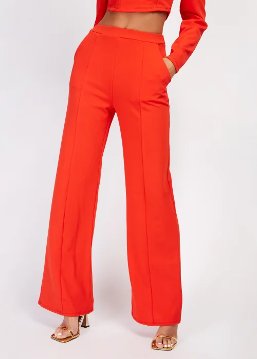 Girls on Film by Dani Dyer Red Scuba Crepe Wide Leg Trousers - Size 8 Image 5