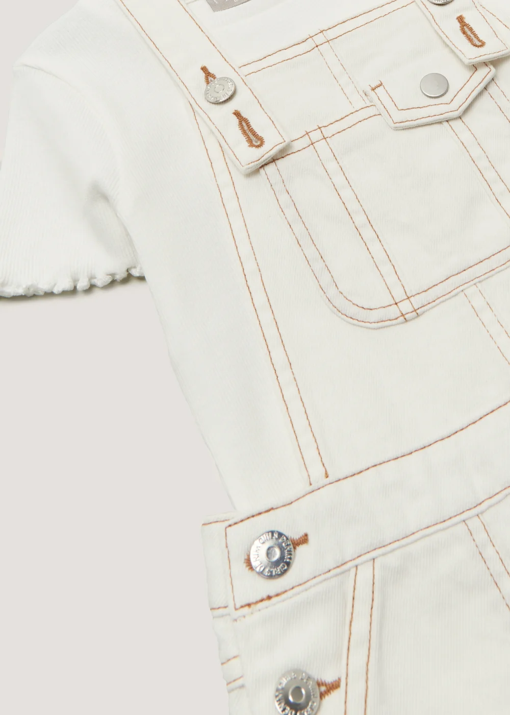 Girls Ecru Denim Dungarees & T-Shirt Set (4-13yrs) - Age 4 Years Image 2