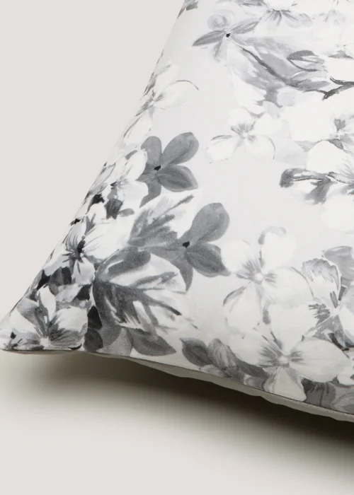 Grey Floral Print Velvet Cushion (43cm x 43cm) Image 2