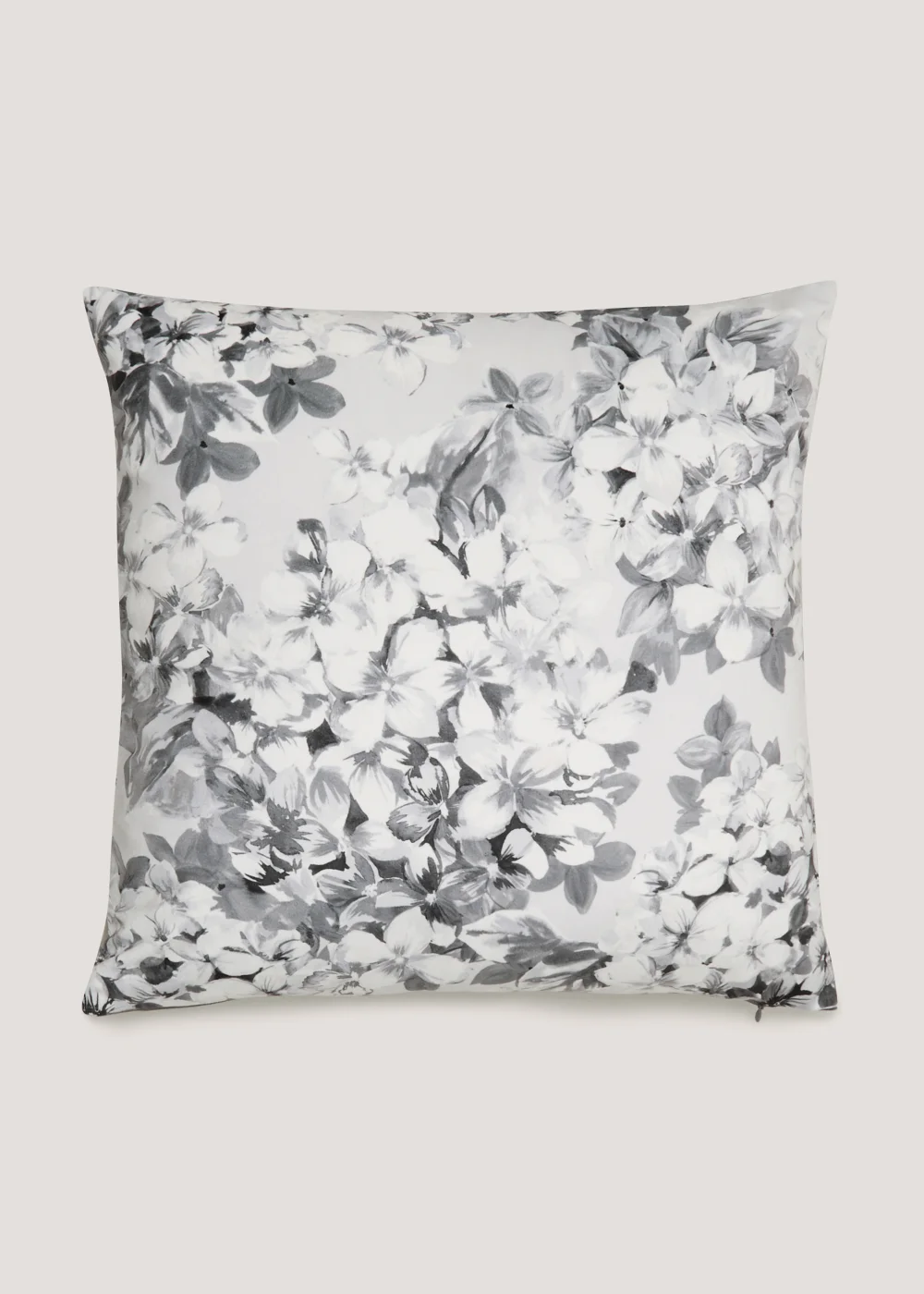 Grey Floral Print Velvet Cushion (43cm x 43cm) Image 1