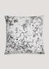 Grey Floral Print Velvet Cushion (43cm x 43cm) Image 1