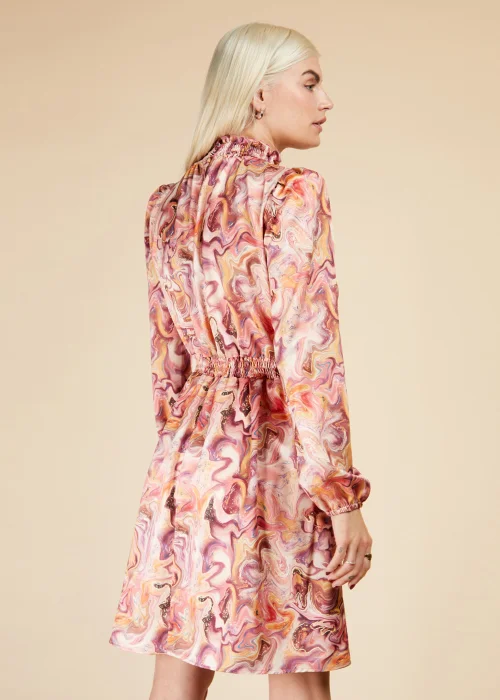 Little Mistress Multicoloured High Neck Shirred Dress - 10 Image 4