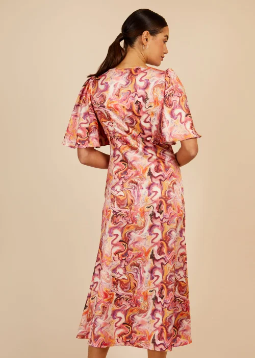Little Mistress Marble Satin Shirred Midi Dress - 6 Image 2
