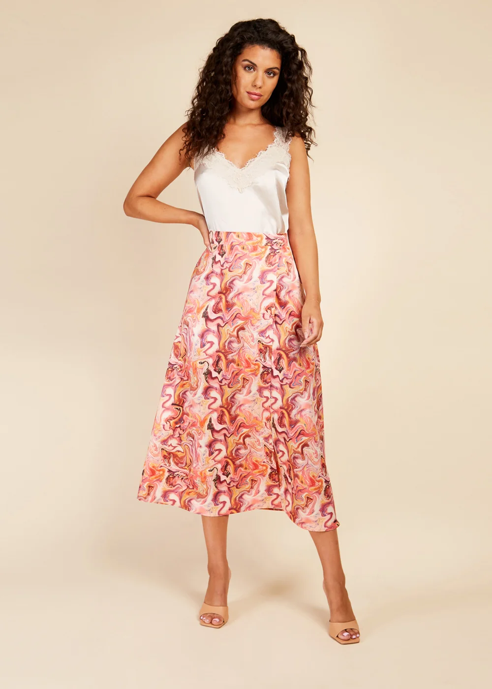Little Mistress Marble Mock Wrap Midi Skirt - 18 Image 1