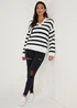 Cream Stripe Collar Wide Sleeve Jumper - S Image 5