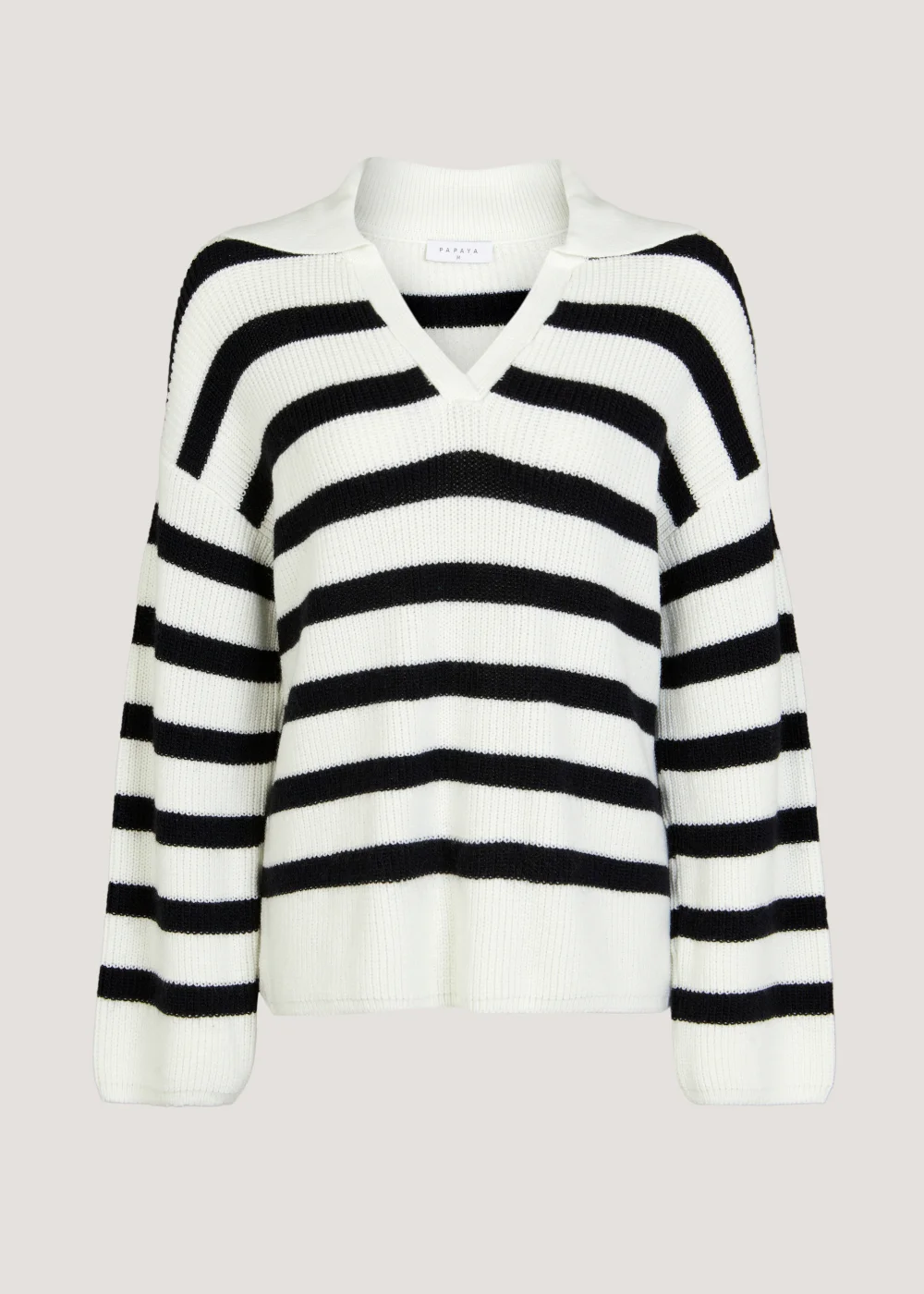 Cream Stripe Collar Wide Sleeve Jumper - S Image 2