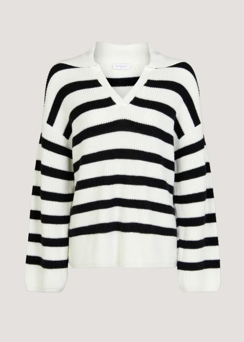 Cream Stripe Collar Wide Sleeve Jumper - S Image 2