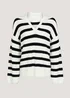 Cream Stripe Collar Wide Sleeve Jumper - S Image 2