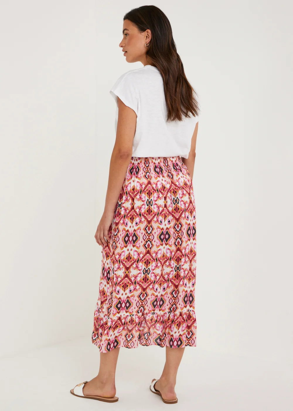 Pink Crinkle Wrap Midi Skirt - 8 Image 3