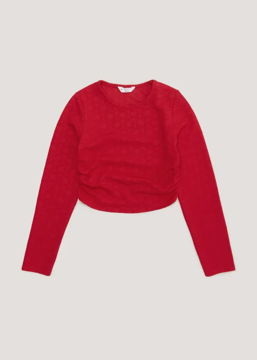 Girls Candy Couture Red Textured Long Sleeve T-Shirt (9-16yrs) - Age 9 Years Image 1