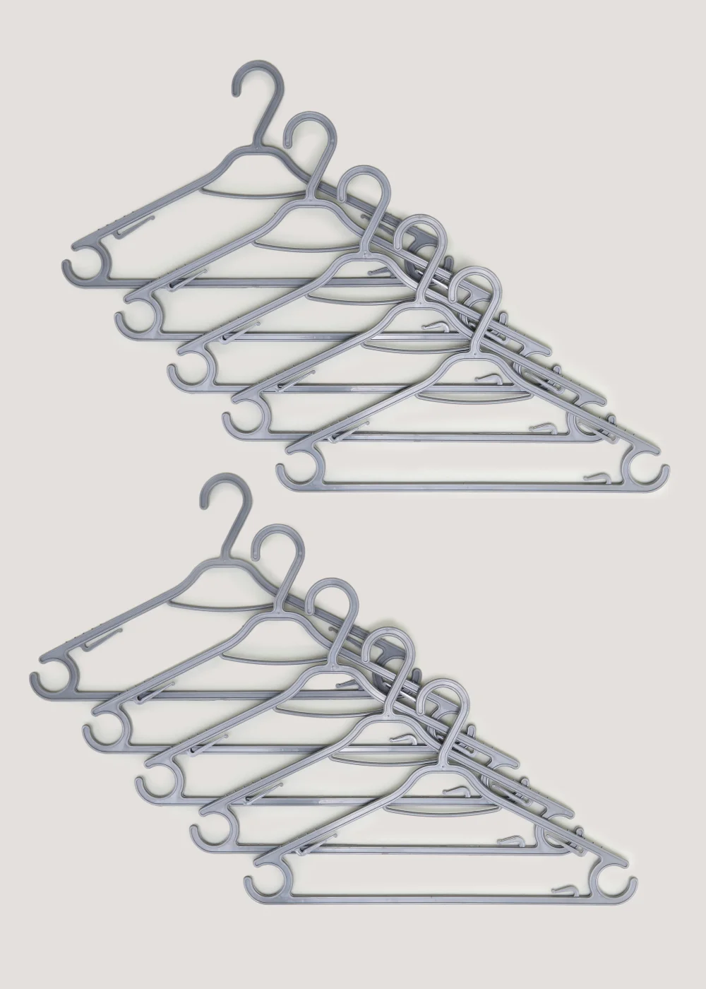 10 Pack Grey Plastic Hangers (37cm x 21cm) Image 1