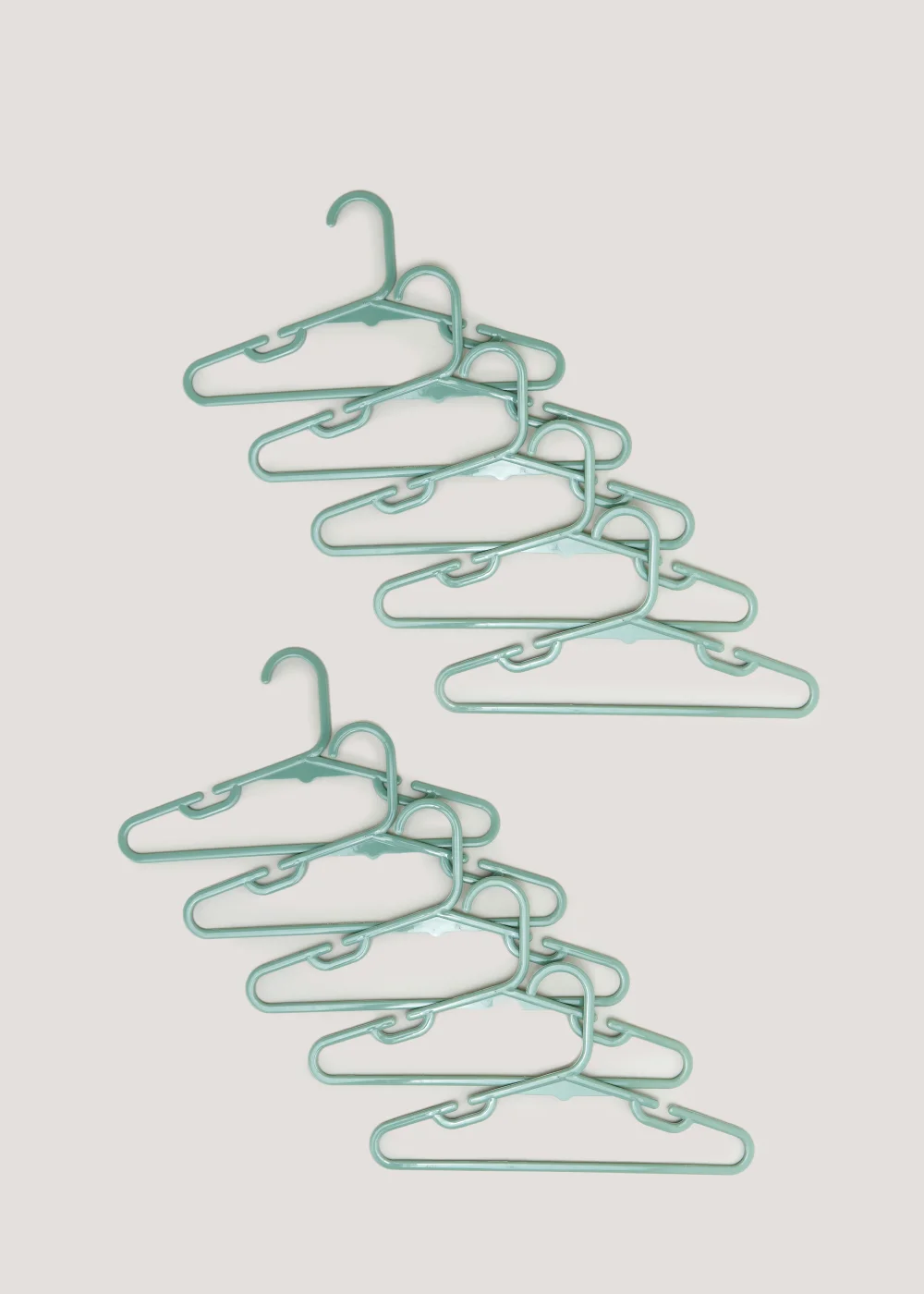 Kids 10 Pack Green Plastic Hangers (37cm x 21cm) Image 1