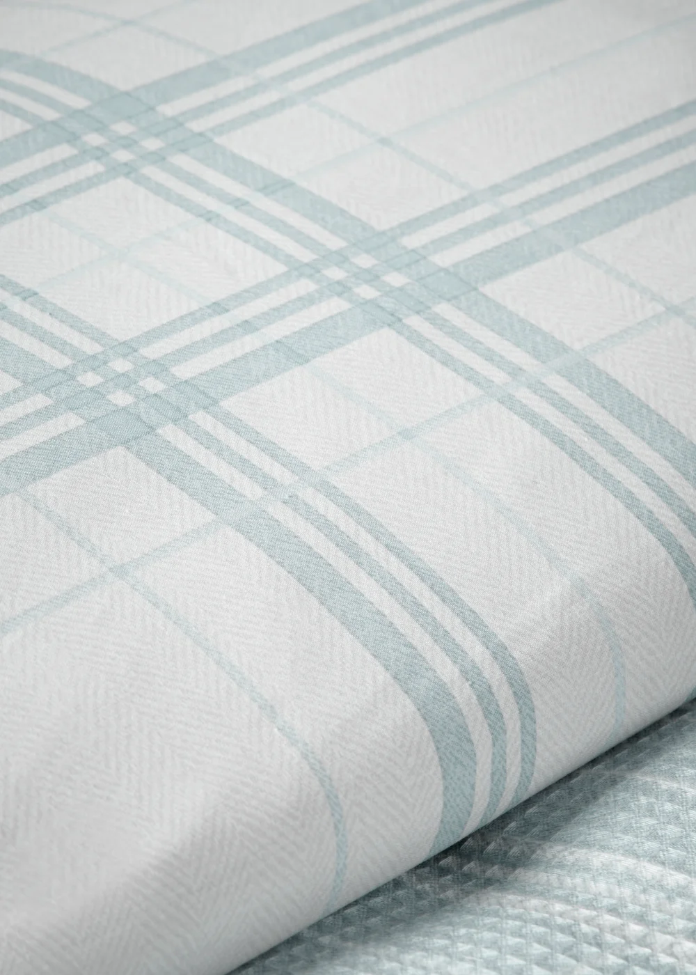 Duck Egg Check Waffle Duvet Cover - Single Image 2