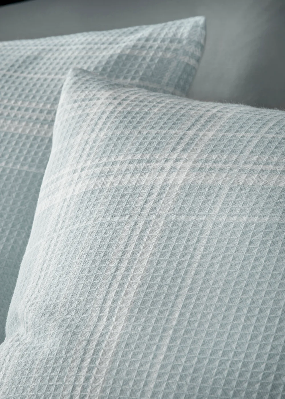Duck Egg Check Waffle Duvet Cover - Single Image 3