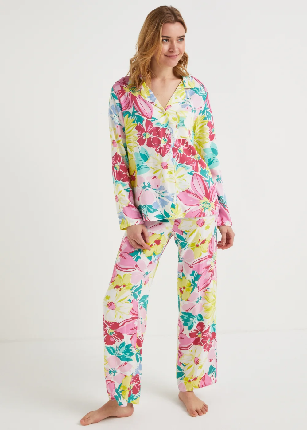 Floral Button Up Pyjama Set - Size 8 Image 1