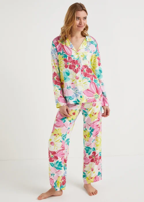 Floral Button Up Pyjama Set - Size 8 Image 1